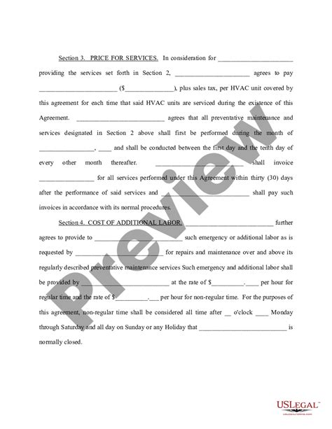 Montana Preventative Maintenance Agreement Hvac Service Agreement Template Us Legal Forms