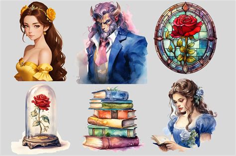Modern Belle Clipart And Sublimation Bundle Enchanting Rose Png Stained