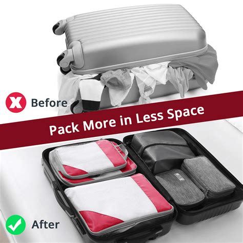 Compression Packing Cubes 4 Pcs Travel Luggage Organizer Accessories Extensible Storage Bags