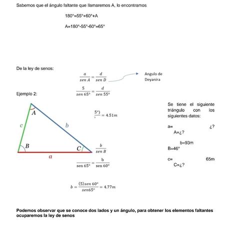 se tiene el siguiente triángulo con los siguientes datos a b 93 m c