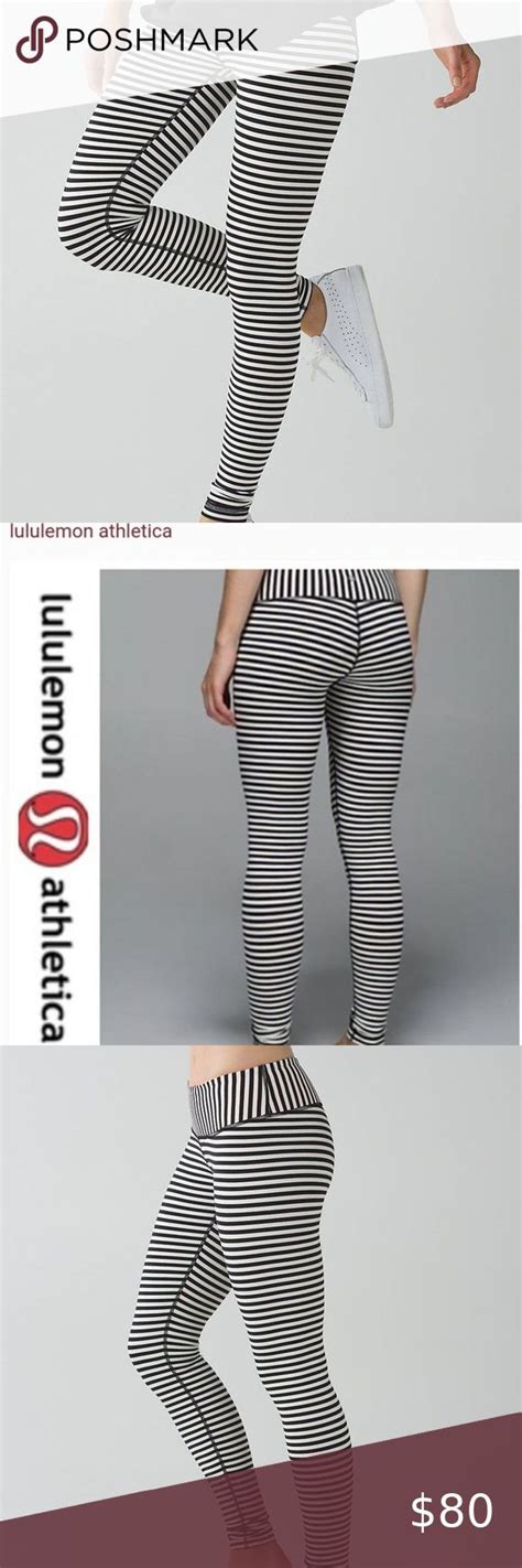 Lululemon Black And White Striped Leggings Striped Leggings Striped