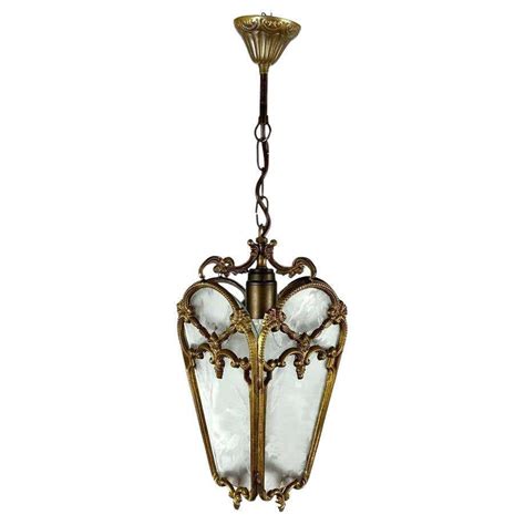 French Antique Brass And Glass Lantern At 1stdibs