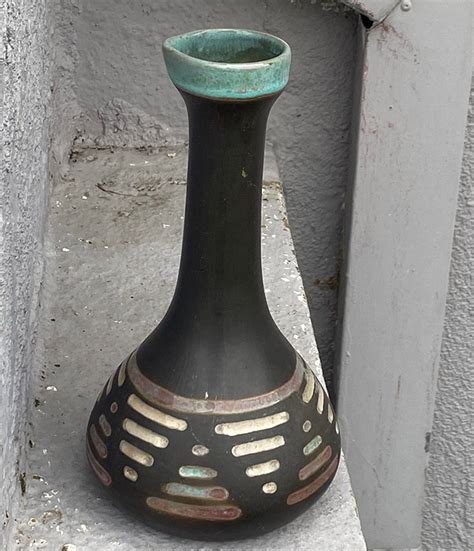 Black And Blue Vase With Spout