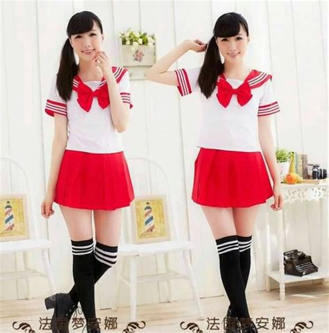 Jual Set Seifuku Merah Seragam Sekolah Jepang Cosplay Rok Sailor Baju