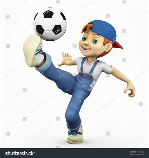 Cartoon Boy Footballer Total Control Ilustración De Stock 69898456