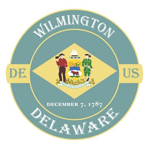 Premium Vector Wilmington Delaware Flag Usa Travel Souvenir Seal