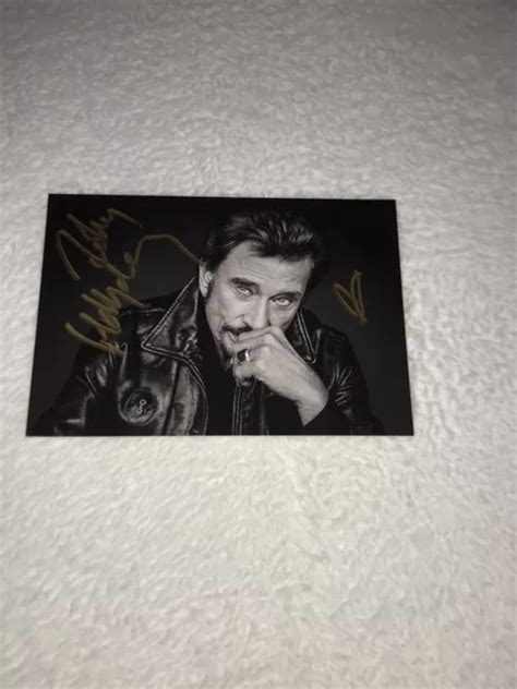 Photo Cartonn E D Dicac E Autograph Johnny Hallyday Format A Eur