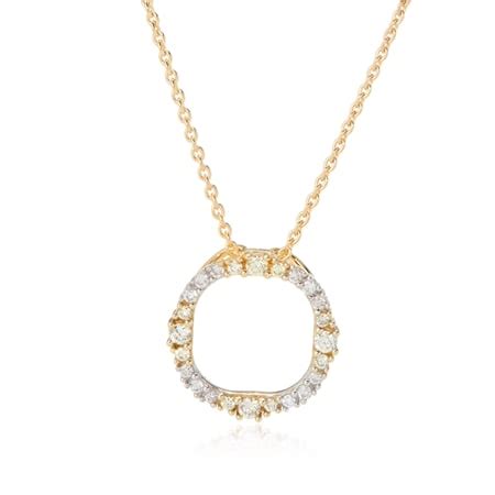 Tvsn Ct Natural Yellow White Diamond Circle Pendant Ct Yellow Gold