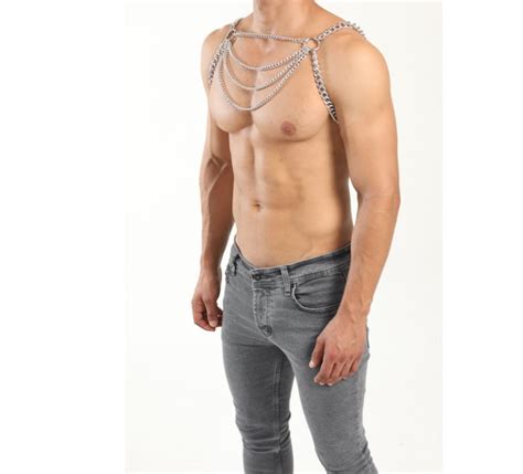 Body Chain Harness Men Silver Bodychain Man Harness Men Etsy