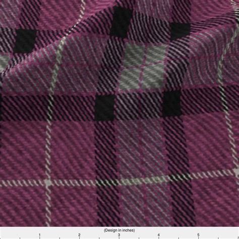 Purple Plaid Fabric Classic Tartan In Aubergine And Cashmere By Willowlanetextiles Plaid