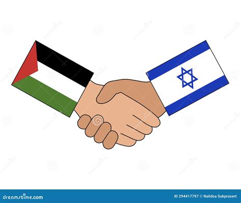 Palestine And Israel Flags Handshake Illustration Clipart Stock Image