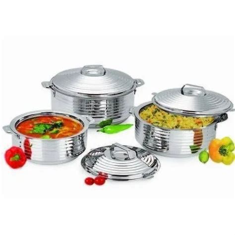 Pieces Pieces Round Silverline Stainless Steel Hot Pot For Home At