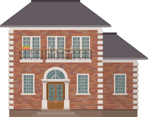 Brick House Building Vector Illustration Isolated On White Background