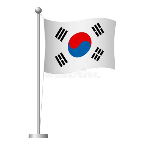 South Korea Flag On Pole Icon Stock Illustration Illustration Of