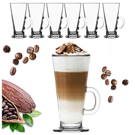 PREMIUM 6 SZKLANKI ZESTAW DO KAWY LATTE MACCHIATO HERBATY DUŻE