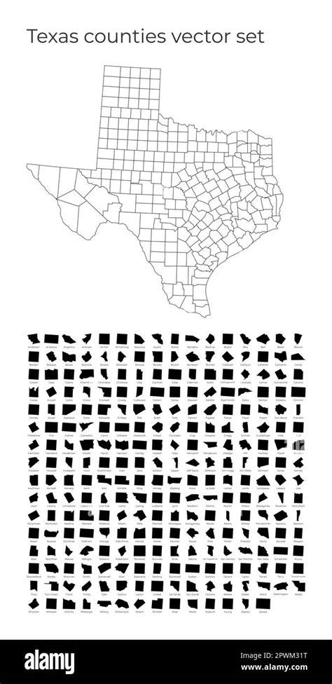 Texas map with shapes of regions. Blank vector map of the Us State with ...