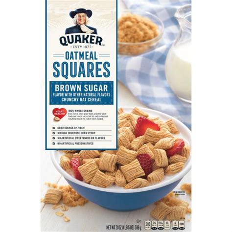 Quaker Oatmeal Squares Brown Sugar Flavor Crunchy Oat Cereal