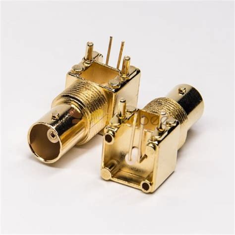 Bnc Connector Pcb Mount Right Angled Female Through Hole Gold Plating