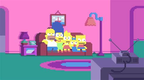 An Animated Pixel Art Version Of The Classic Couch Gag Opening From