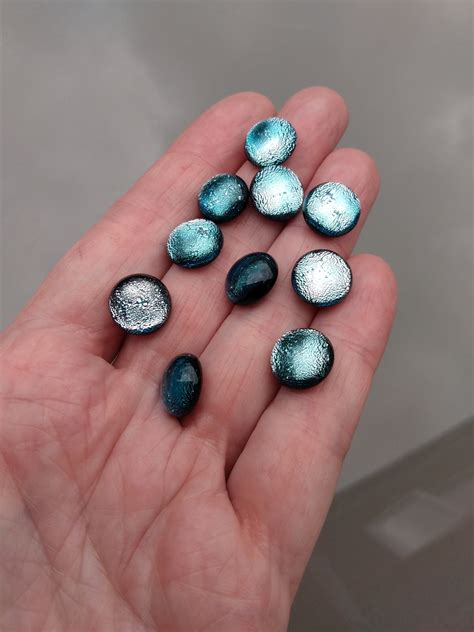 Set Of 10 X Approx 12mm Dichroic Glass Cabochons Silver Etsy