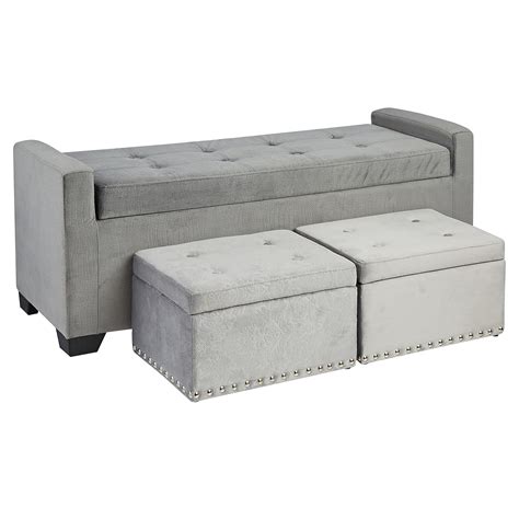 First Hill Fhw Fancy 3 Piece Storage Ottoman Bench Set With