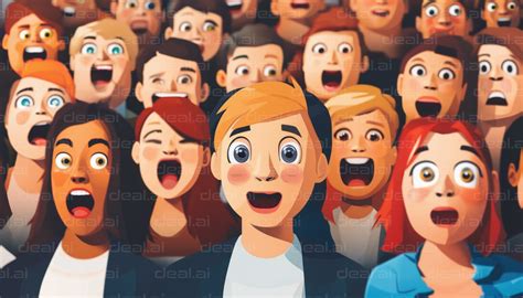 Animated Crowd In Shock Dealai Art Marketplace