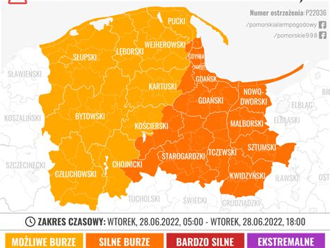 UWAGA Możliwe silne burze ulewny deszcz i grad o średnicy do 2 cm