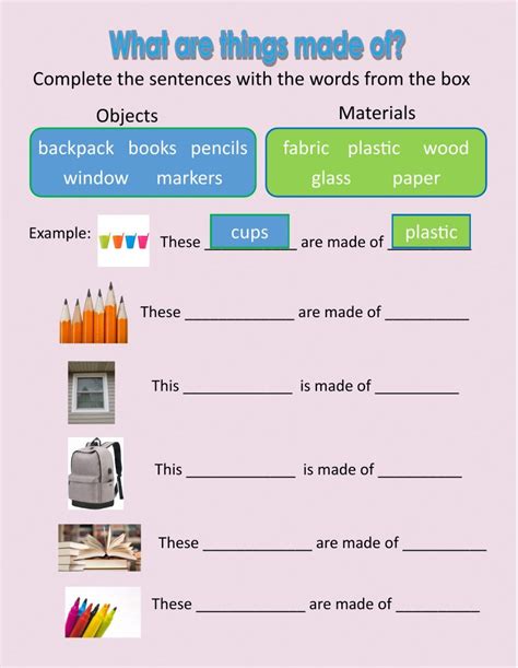 What Are Things Made Of Interactive Worksheet