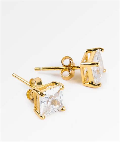 King Ice 6mm Princess Cut Earrings | Zumiez