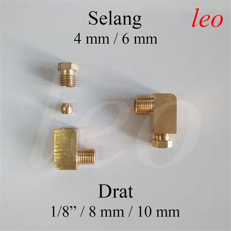 Jual Nipple Oli Kuningan L Selang 4mm 6mm Drat 1 8 8mm 10mm Nepel M4