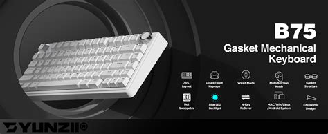 Amazon YUNZII B Gasket Mechanical Keyboard Hot Swappable Gaming Keyboard With Knob