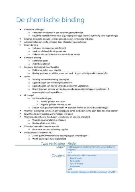 Algemene Scheikunde 4 De Chemische Binding De Chemische Binding