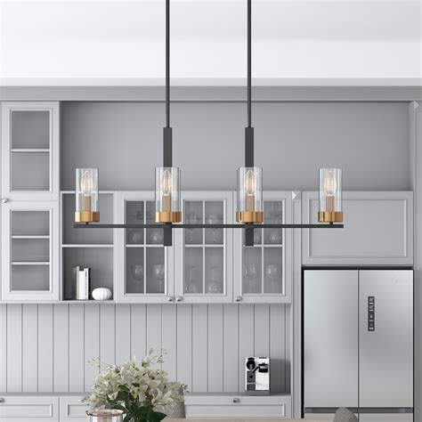 Modern 4 Light Kitchen Island Chandelier With Milky White Glass Shades