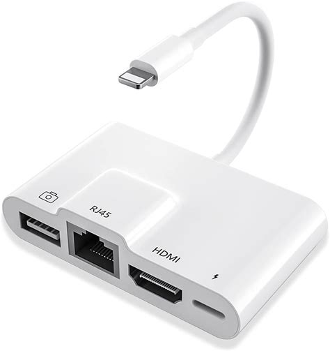 Adaptador Av Digital Lightning A Rj45 Ethernet Otg 4 En 1 Hdmi Lan Con Cable De Red Usb Otg Hub