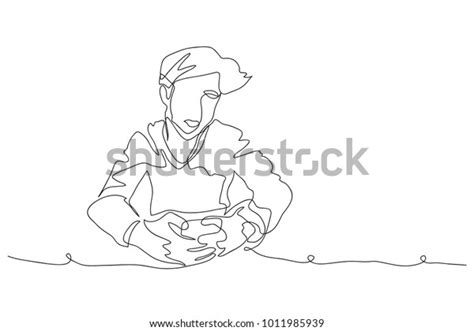 Continuous Line Drawing Men Using Mobile Stock Vector Royalty Free 1011985939 Shutterstock