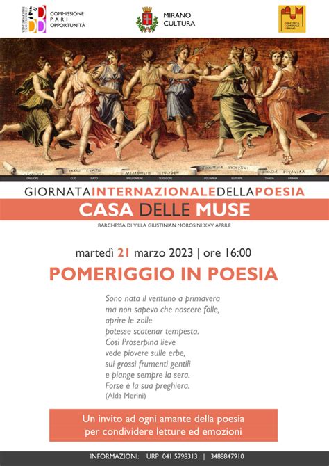 Martedì 21 marzo Pomeriggio in poesia Comune di Mirano