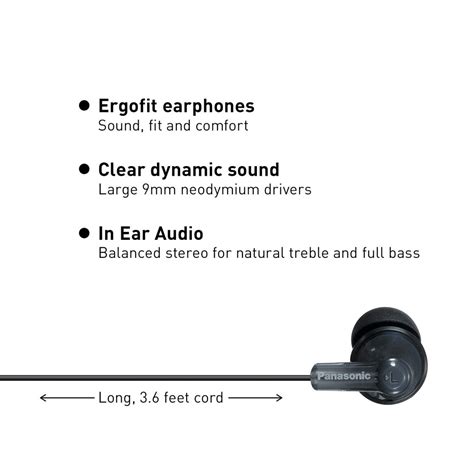 Panasonic Ergofit In Ear Earbud Headphones Rp Hje120 K Black No Micr