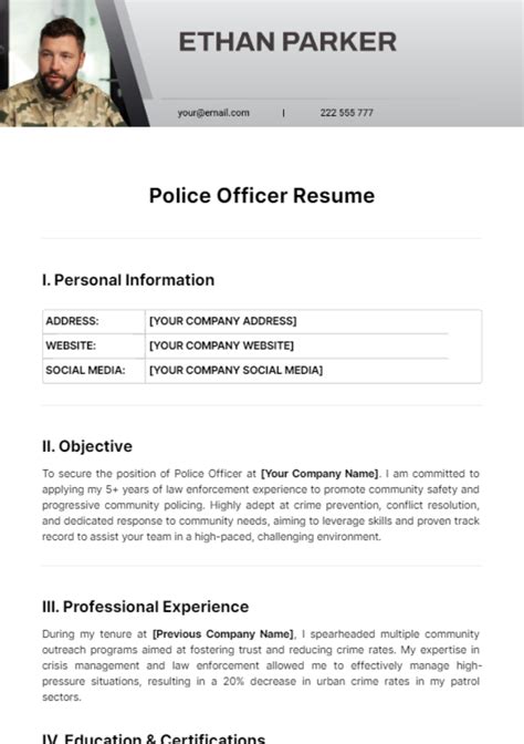 Free Police Officer Resume Template Edit Online And Download