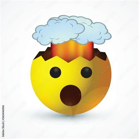 Vector Round Yellow Cartoon Bubble Mind Blown Exploding Head Shocked