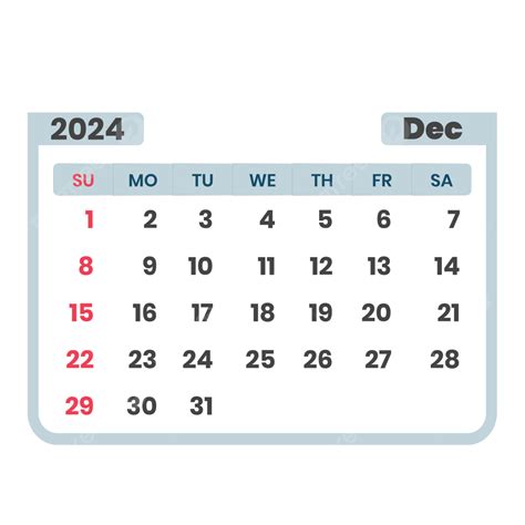 Creative Calendar December 2024 Design Vector December 2024 December