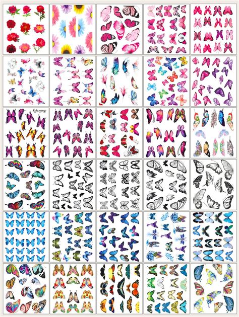 30sheets Butterfly Pattern Nail Art Sticker Y2K Style Nail Art Decals