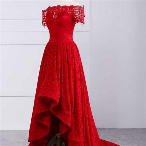 Sexy Prom Dresses Off Shoulder Prom Dresses Lace Prom Dresses Red Prom