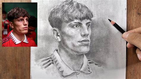 Drawing Garnacho With Graphite Pencil Youtube