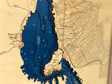 Lake Havasu Map Custom Wood Map 3d Wall Art Contour Map Etsy