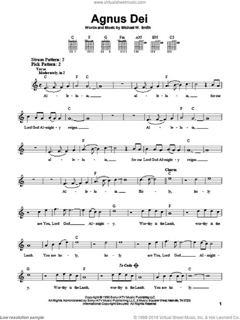 Agnus Dei Sheet Music Easy For Guitar Solo Chords PDF