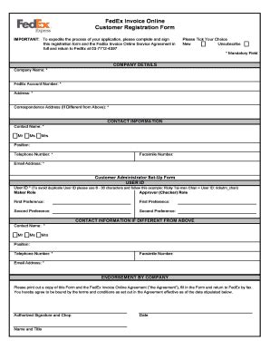 Fedex Registration Form Fill Online Printable Fillable Blank