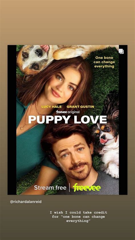 The Poster For Puppy Love Is Shown With A Man And Woman In Front Of Them