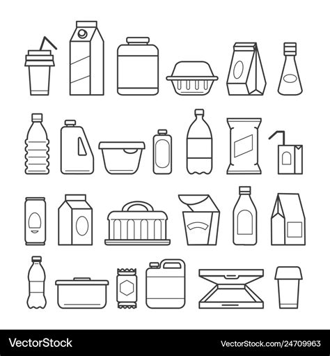 Food Package Line Icons Royalty Free Vector Image