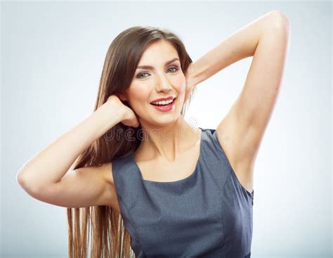 Portrait Of Young Smiling Business Woman White Background Isola Stock