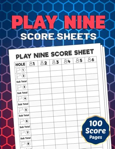 Play Nine Score Sheets Score Pads Book For The Play Nine Card Game